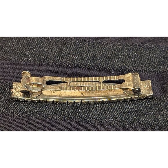 Vintage Rhinestone Hair Barrette Clip 3 Rows Sparkling Stones - Picture 3 of 3